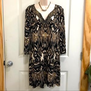 🔥 4 for $20 🔥 Snakeskin/lace print dress with beaded neckline